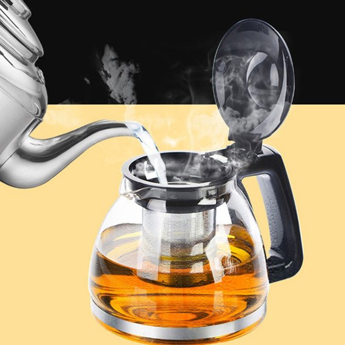 Stainless Steel Teapot Aesthetic Kettle Glass with Removable Infuser - Picture 4 of 12