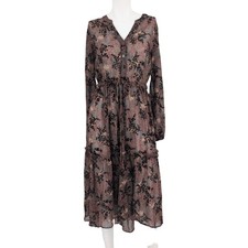 Floral Velvet Burnout Tiered Dress Sheer Hi Low Whimsigoth Boho Ethereal XSmall