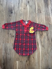 Vintage Winnie The Pooh Disney Flannel Kids Nightgown Size 4 Christmas w/ flaw