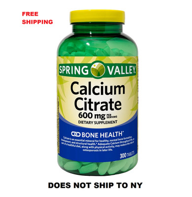 Spring Valley Calcium Citrate Tablets Dietary Supplement 600 Mg 300 Count