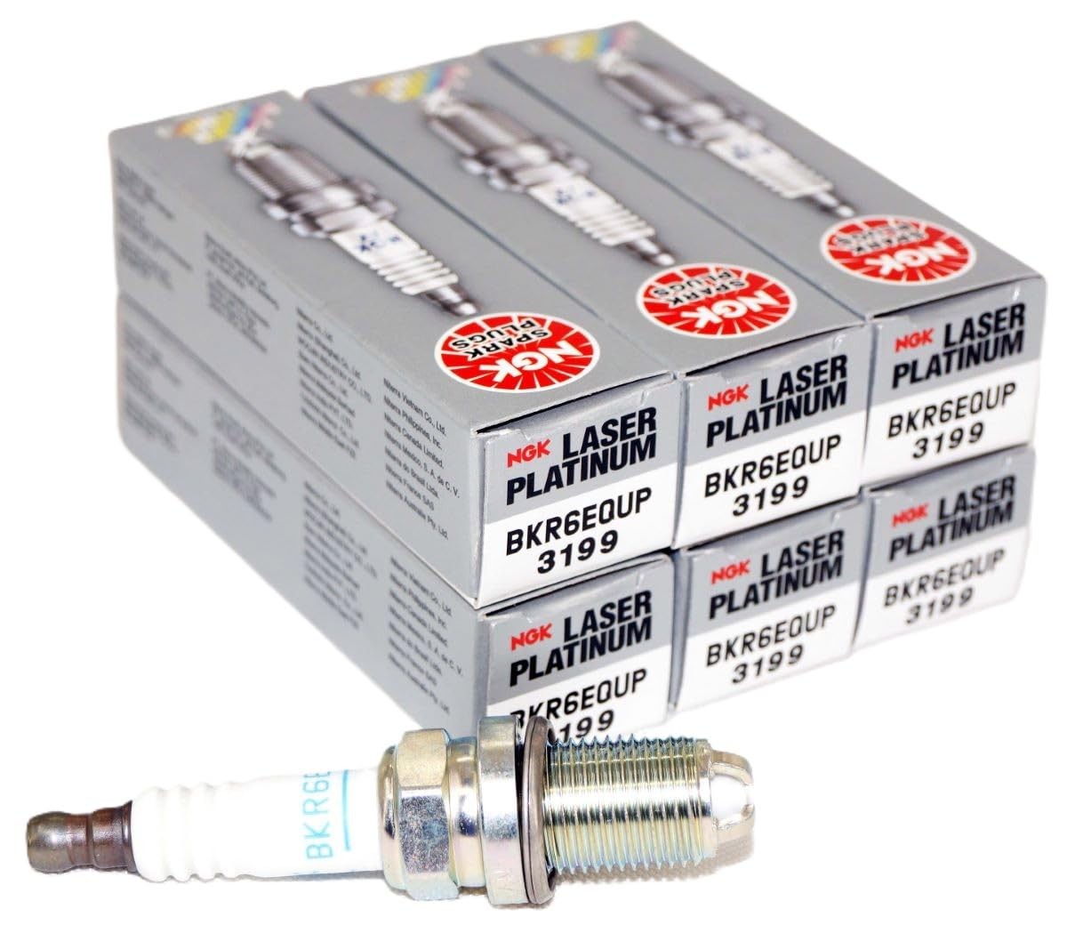 NGK 3199 Laser Platinum Spark Plugs BKR6EQUP Compatible with Select Audi... 