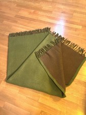 Thick Wool Throw- 2 sided-Brown,Olive-Excellent Quallity-62 x 52