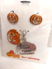 Jewelry Lanterns of Fun Halloween Necklace and Earrings Set Orange