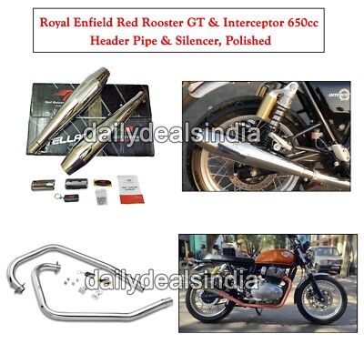 Für Royal Enfield Gt & Interceptor 650 Red Rooster Silencer Mit Header Bendpipe
