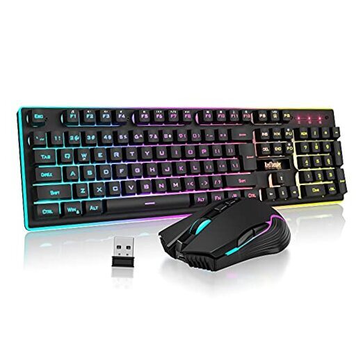 K10 Rechargeable Wireless Gaming Keyboard Mouse Combo with LED Backlit Black