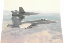 F/A-18 HORNET JET AIRCRAFT PAIR in FLIGHT 2-SIDED POSTER 8-1/2' x 11" *L@@K !