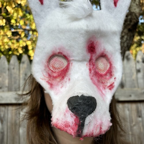 Undead Bunny Rabbit Horror Cosplay Therian Furry Mask Costume Lined - Picture 8 of 8