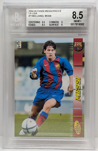 2004-05 PANINI MEGACRACKS LA LIGA #71 BIS LIONEL MESSI RC ROOKIE BGS 8.5 NM MINT