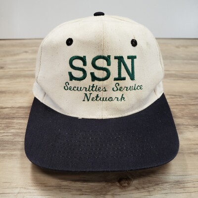 Vintage SSN Hat Cap Snapback Securities Service Network Spell Out Logo Adj
