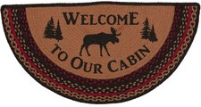 Braided Moose Hearth or Doorway Rug Eco-Friendly Half Circle 33" L Cumberland