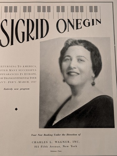 Sigrid Onegin 1936 Booking Ad Musical Performer Concert Opera Singer