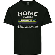 Home Is Where You Moor It Long Boat Barge Herren T-Shirt aus leichter Baumwolle