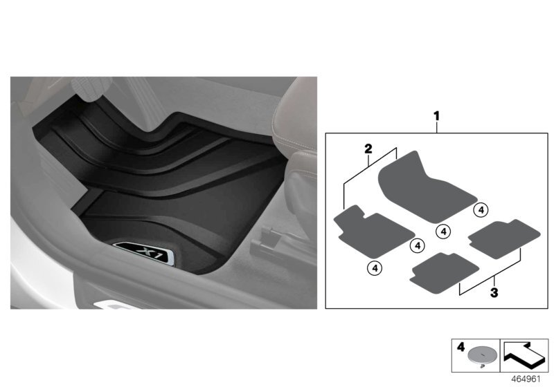 BMW Genuine All Weather Rubber Front Rear Set Car Floor Mats F48 