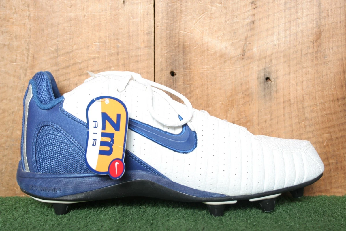 Vintage 2001 Nike Zoom Air Team Issue White Blue Leather Cleats