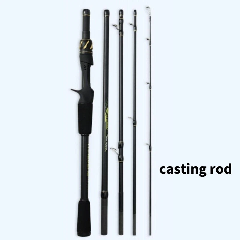 Caña de pescar 1,8 M-2,28 M caña giratoria fibra de carbono trucha 5 secciones postes Foto 4 de 4