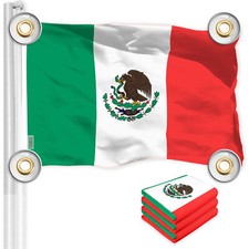 3 Pack: Mexico Mexican Flag 3x5 Ft Printed 150D Poly, 4 Corner Brass Grommets