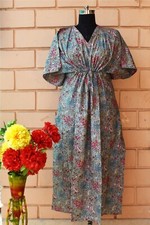 Indian Women Printed Kaftan Bohemian Beach Wear Gown Ethnic Night Wear Maxi Dres