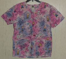 NEW WOMENS PEANUTS by Schultz LIVE LOVE LAUGH DANCE PRINT SCRUBS TOP SIZE S