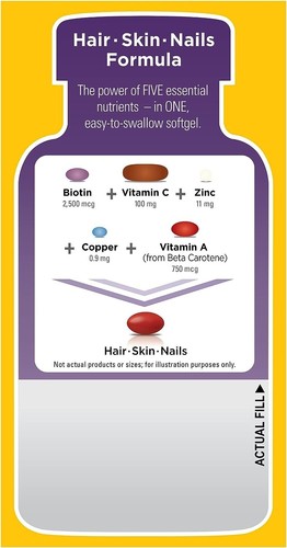 Nature Made Hair Skin and Nails Biotin 2500 mcg Dietary Supplement, 120-Softgels - Picture 9 of 9