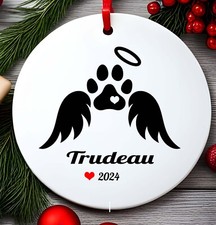 Dog Memorial ornament personalized name angel wings dog paw print gift loss pet