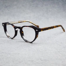 Vintage Acetate Round Eyeglasses Fashion Glasses Frames Women Men Black Tortoise