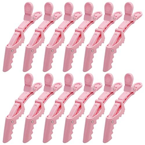  12Pcs Pink Hair Clips for Styling Sectioning, Alligator Hair Clips Salon Hair 