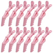  12Pcs Pink Hair Clips for Styling Sectioning, Alligator Hair Clips Salon Hair 