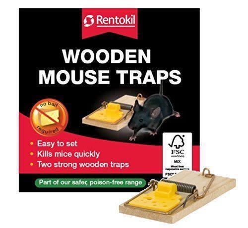 Rentokil PSW107 Two/Twin Pack of Wooden Mouse Traps