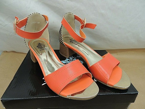 FRANZÖSISCHE BLAUE SCHUHE, SANDALEN, CINDY, ORANGE, US GR. 6, EURO GR, 37, GEBRAUCHT - Bild 2 von 9