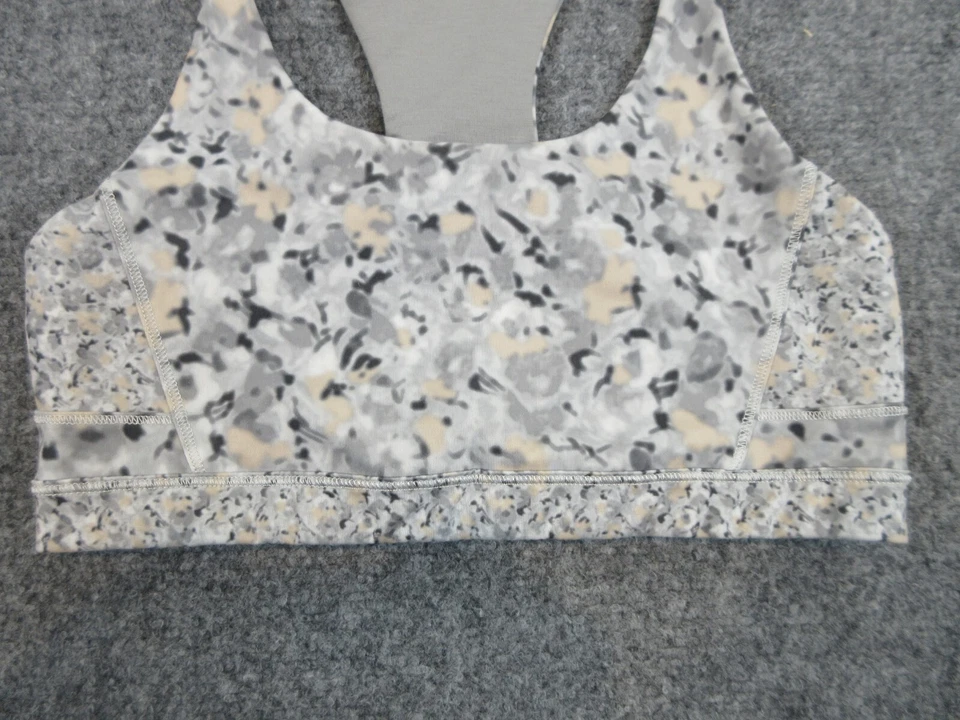 Sujetador deportivo Lululemon Top Speed Fleur plateado para mujer 6 gris atlético activo damas Foto 3 de 4