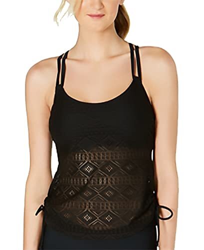 Hula Honey Women's Diamond Crochet Tankini Top - Black - Large - Picture 1 of 1