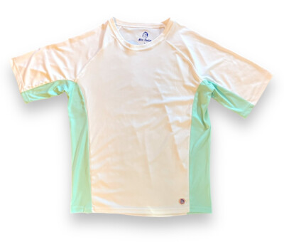 Mr. Swim The Swim T  Beach T-Shirt Tee Upf 50+ Men's Medium White Mint 42x27