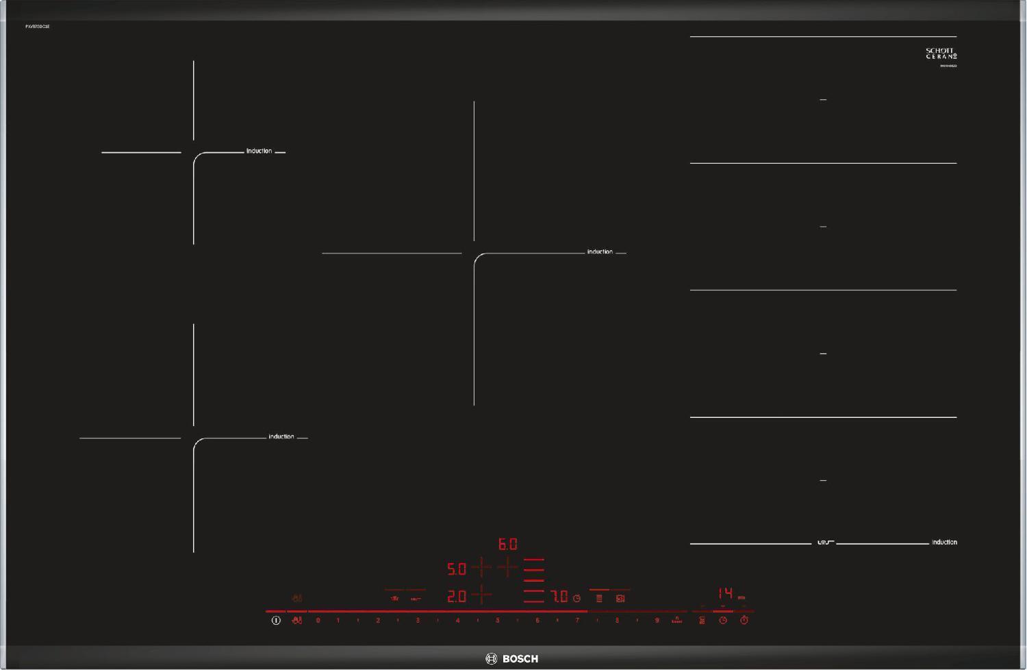 Bosch Piano cottura induzione 5 Fuochi elettrico incasso 80 cm Nero - PXV875DC1E