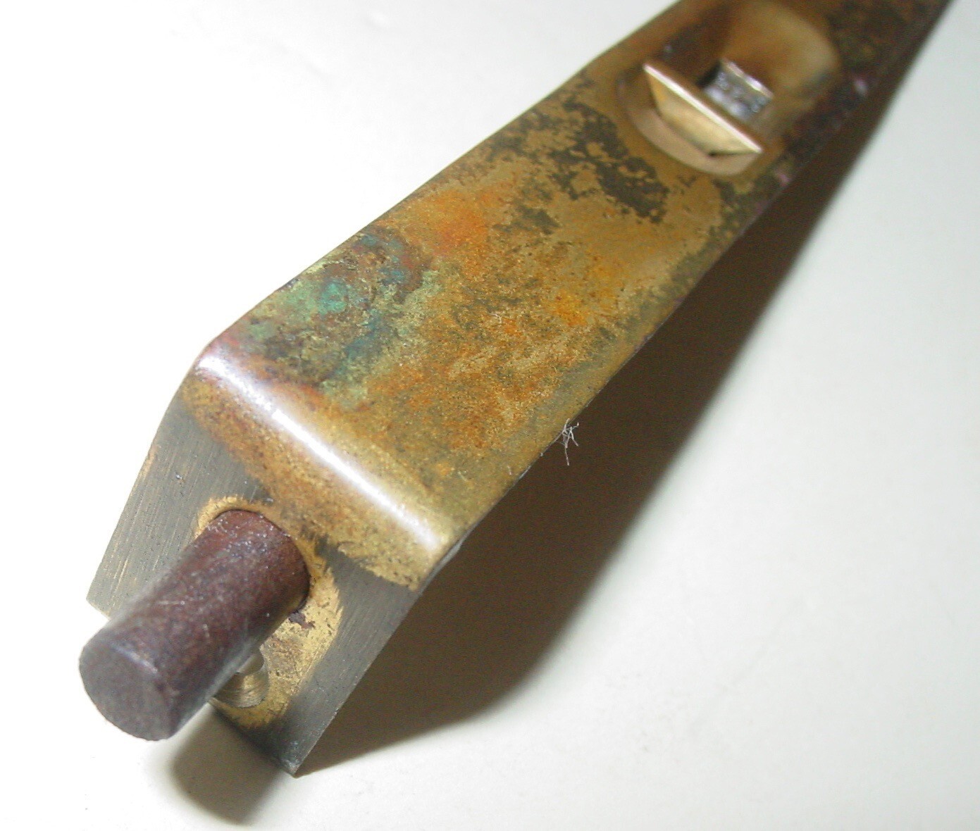 Vintage SLIDE FLUSH BOLT Mortise Cupped Finger Latch Lock 4 1/4" Brass