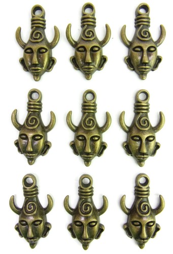 (9-pcs) Protection Amulet Mask Bracelet Necklace Charms Bronze-Toned ~ New - Picture 2 of 9