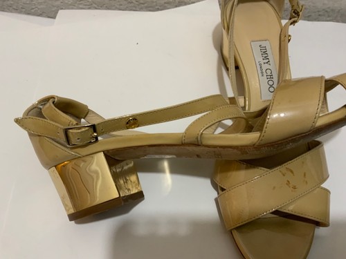 Jimmy Choo Nude Patent Leather "Merit" Sandals Size 39 - Picture 6 of 11