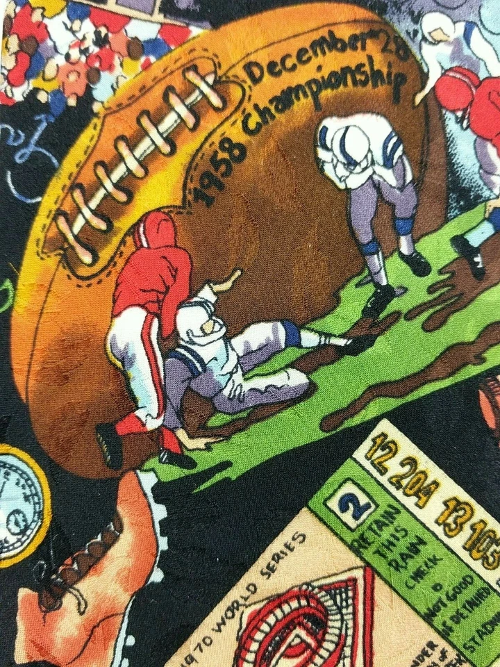 Винтажный 1993 Nicole Miller футбол хоккей гольф билеты бейсбол Sports галстук - Изображение 3 из 4