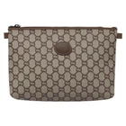 Sac pochette GUCCI GG Plus Supreme PVC cuir beige or authentique bs23190