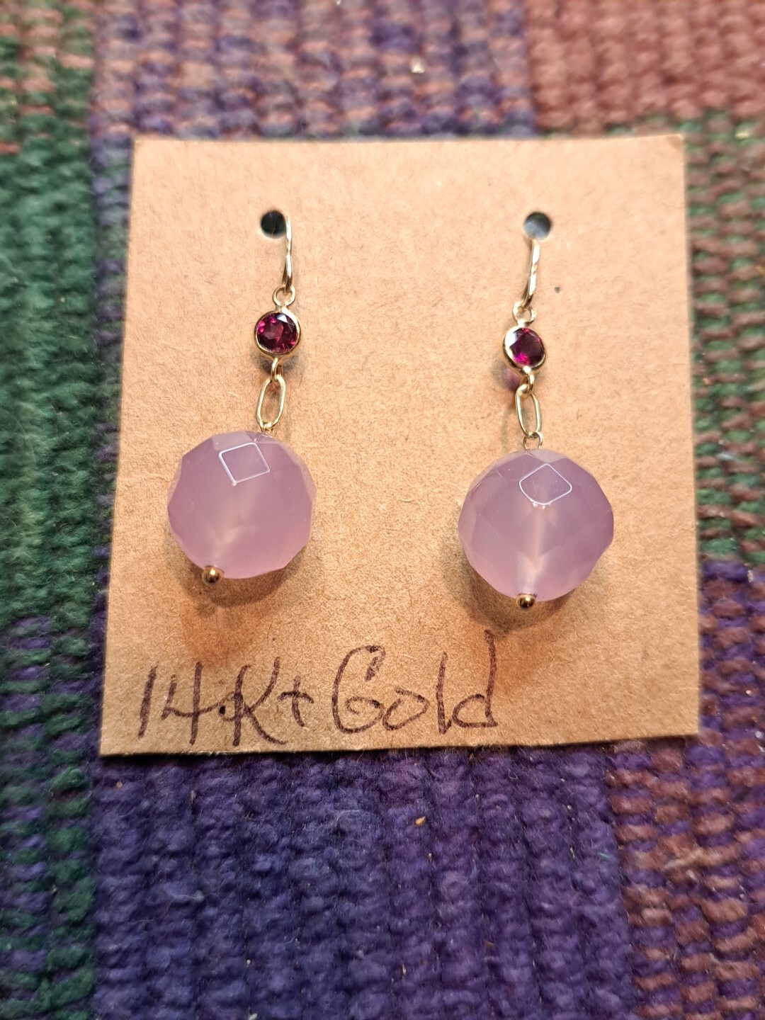 New Solid 14 Karat Solid Yellow Gold Garnet-Pink … - image 19