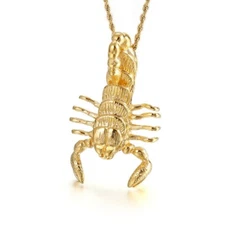 Gold Large Biker Gothic Scorpion Pendant Stainless Steel Necklace Chain For Mens