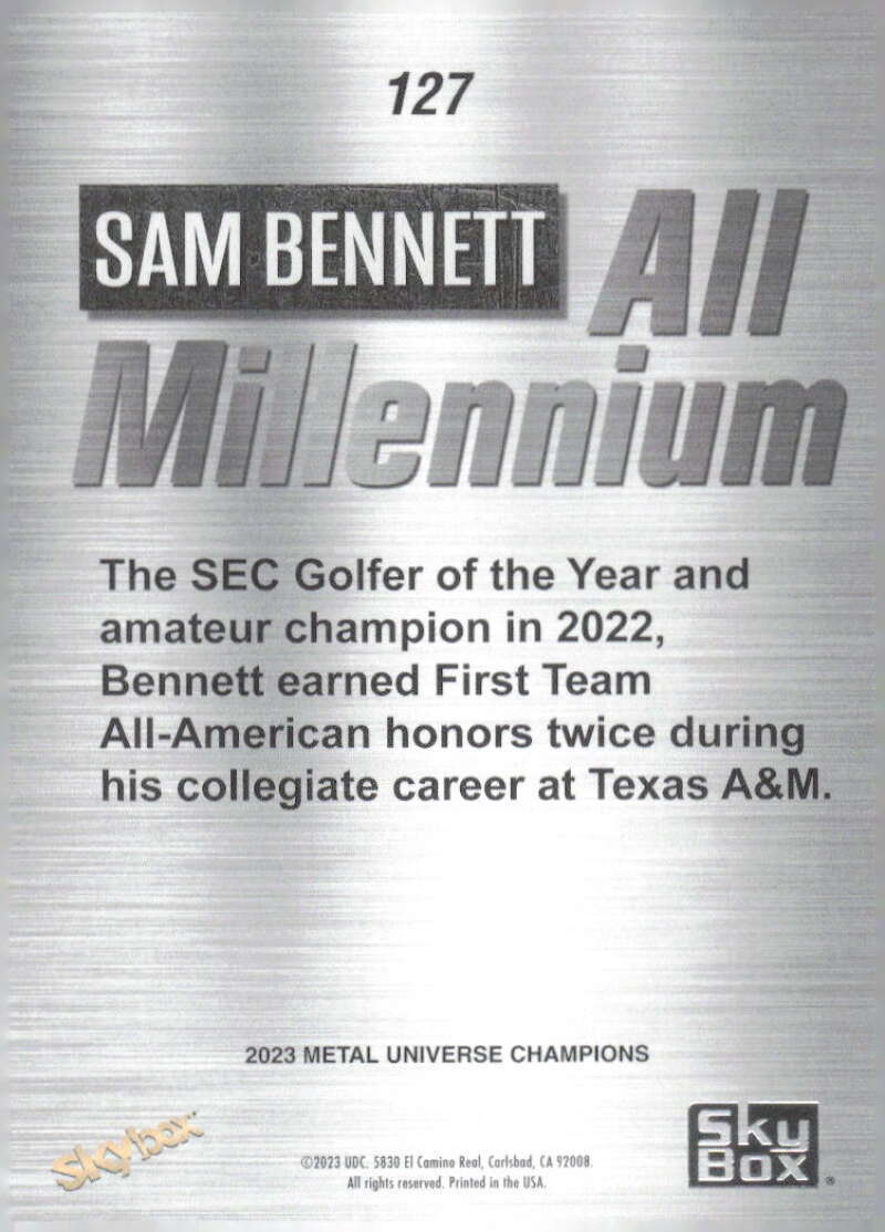 SAM BENNETT 2023 Skybox Metal Universe Champions All Millenium