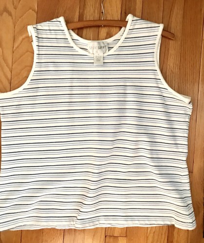 Sport Savvy Size 1X Plus Striped Sleeveless Women’s French Terry Top Shirt - Picture 8 of 11