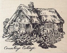 SALE New PSX Lg COUNTRY COTTAGE Garden HOUSE Home FLOWER Fence Rubber Stamp