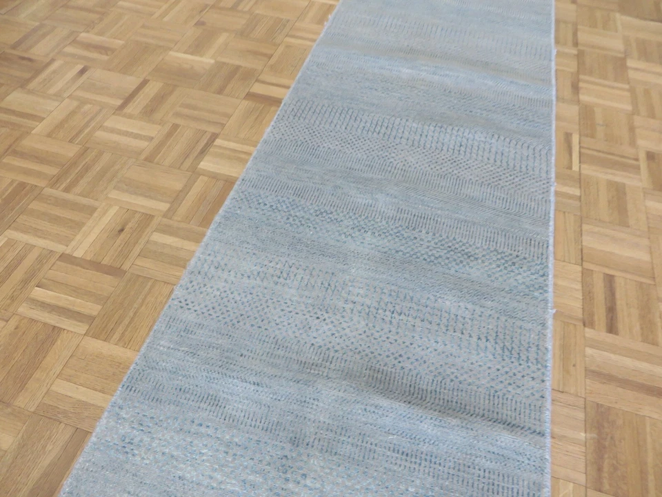 2'5 x 12'1 Runner Hand Knotted Sky Blue Gabbeh Oriental Rug G15444 - Image 4 of 4