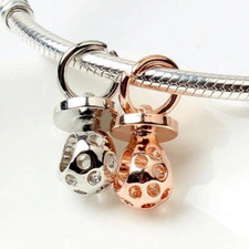 Neu Baby Schnuller europäischer Anhänger mit rosa Geschenkbeutel - silberfarben Kind