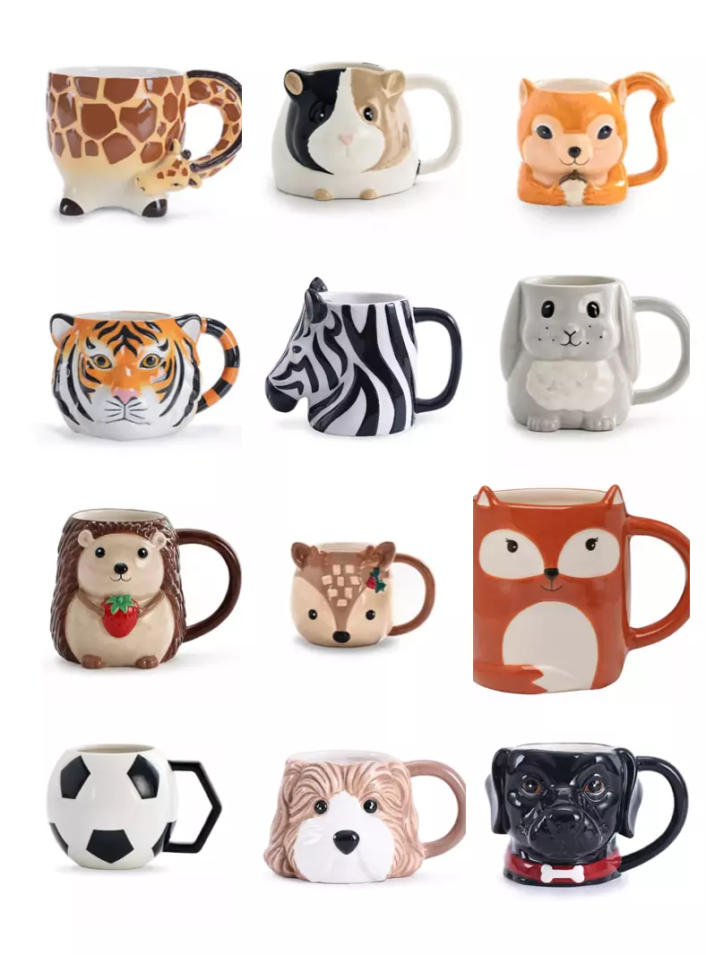 3D Novelty Mug Animal Shaped Octopus Cat Sloth Hedgehog Snake