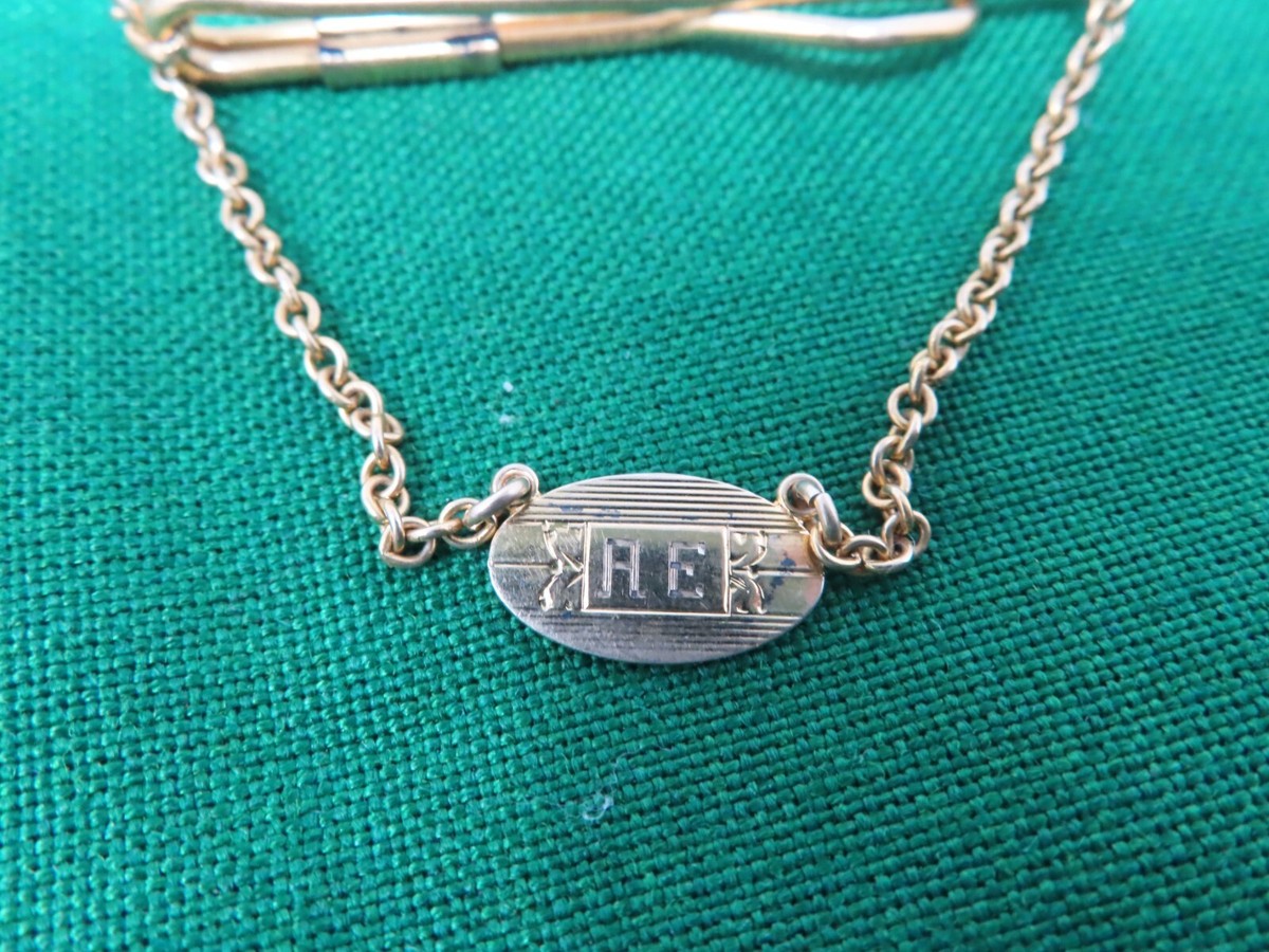 Vintage Monogram 1/20 12K GFGold Chain & Tie Clip Chain Design