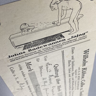 Invoice from 1931 ''Wilhelm Kühne, Calbe a. Saale'' + advertising Johns bathtubs