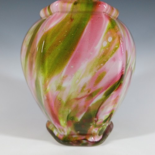 Welz Czech Pink & Green Aventurine Spatter Glass Vase - Picture 2 of 8