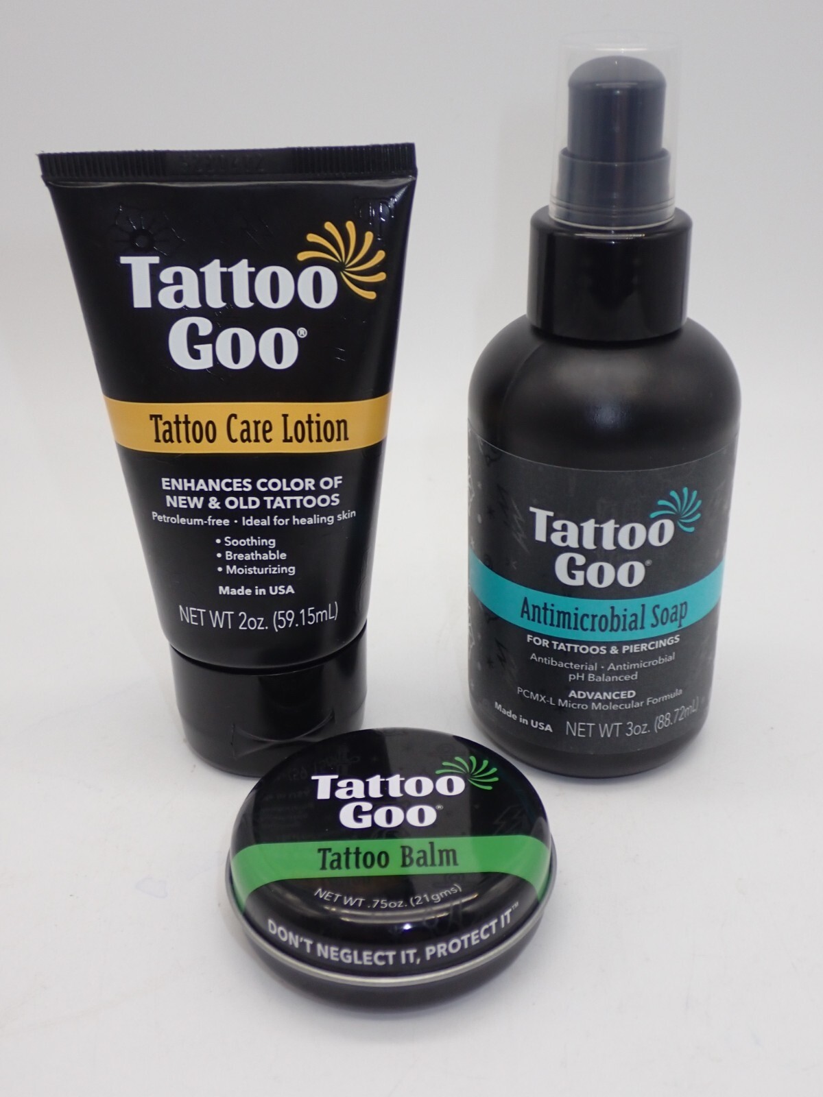 Tattoo Goo Aftercare Kit with Antimicrobial Soap, Balm & Lotion Tattoo